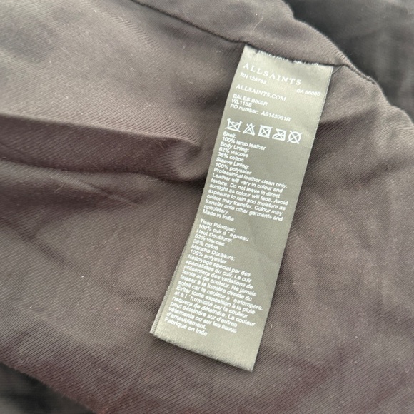 All Saints Black Leather Cropped Bomber High Neck Jacket US 6 - Picture 11 of 11